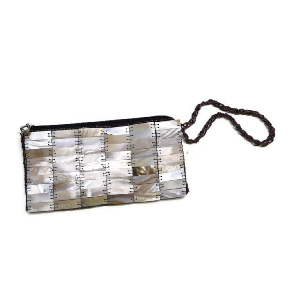 Mad by Design mother of pearl beaded clutch